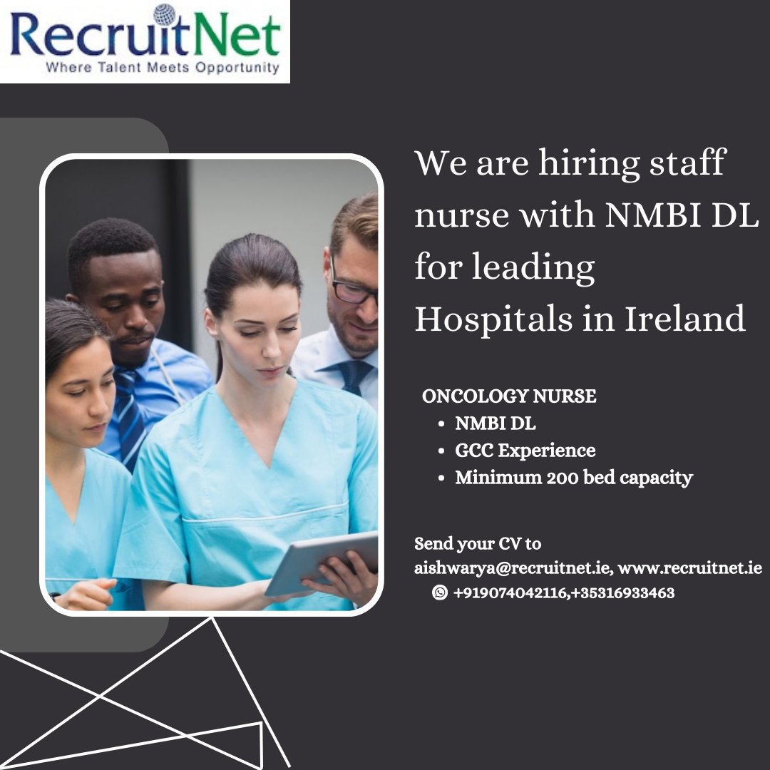 🎭👩⚕️ We're hiring Oncology Nurses! Join our hospital clients and make a difference in the lives of patients.
#OncologyNurses#nmbi#NursingJobs#HealthcareJobs# Ireland🎭