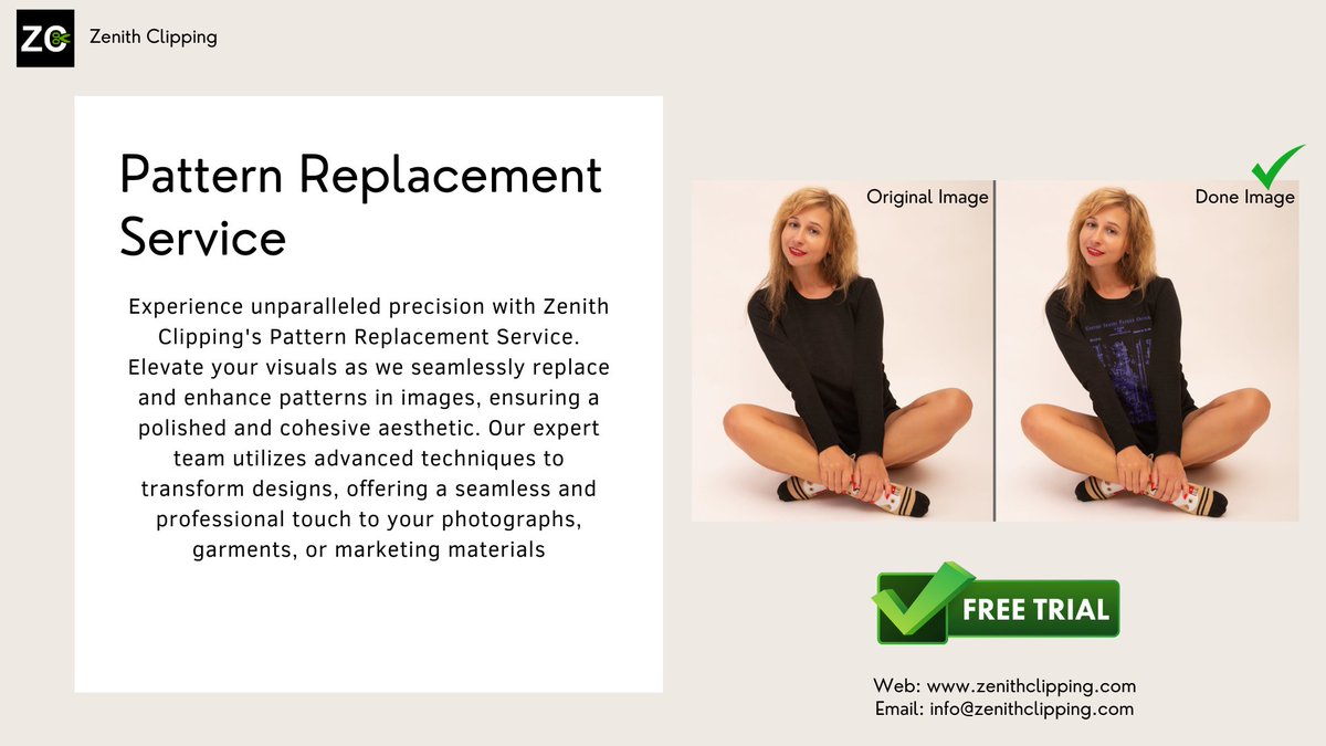 zenithclipping's tweet image. Experience unparalleled precision with Zenith Clipping&apos;s Pattern Replacement Service. Elevate your visuals as we seamlessly replace and enhance patterns in images, ensuring a polished and cohesive aesthetic. 
#PatternEnhancement #Patternchange #PatternMagic #ZenithClippingPattern