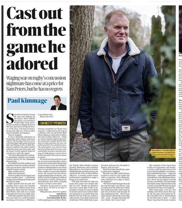 PlantedSam's tweet photo. Thank you to the great @PaulKimmage for writing this wonderful article recounting the work I have done for the past decade highlighting concussion in rugby. Enormously grateful to friends and colleagues in the media who continue to recognise my work and the sacrifices I've made. https://t.co/ZKuLXnHDzy