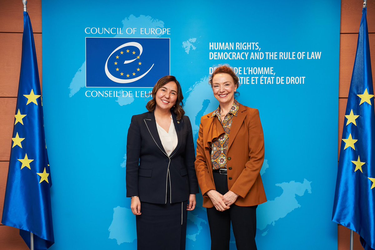 AnelBakytbek's tweet photo. Thank you, SG Marija Pejčinović Burić, for warm hospitality @CoE 
Enjoyed exchange of views on human rights issues &amp; new avenues for cooperation under #NCP 

Looking forward to your visit to 🇰🇿 https://t.co/eL0DsdoocJ