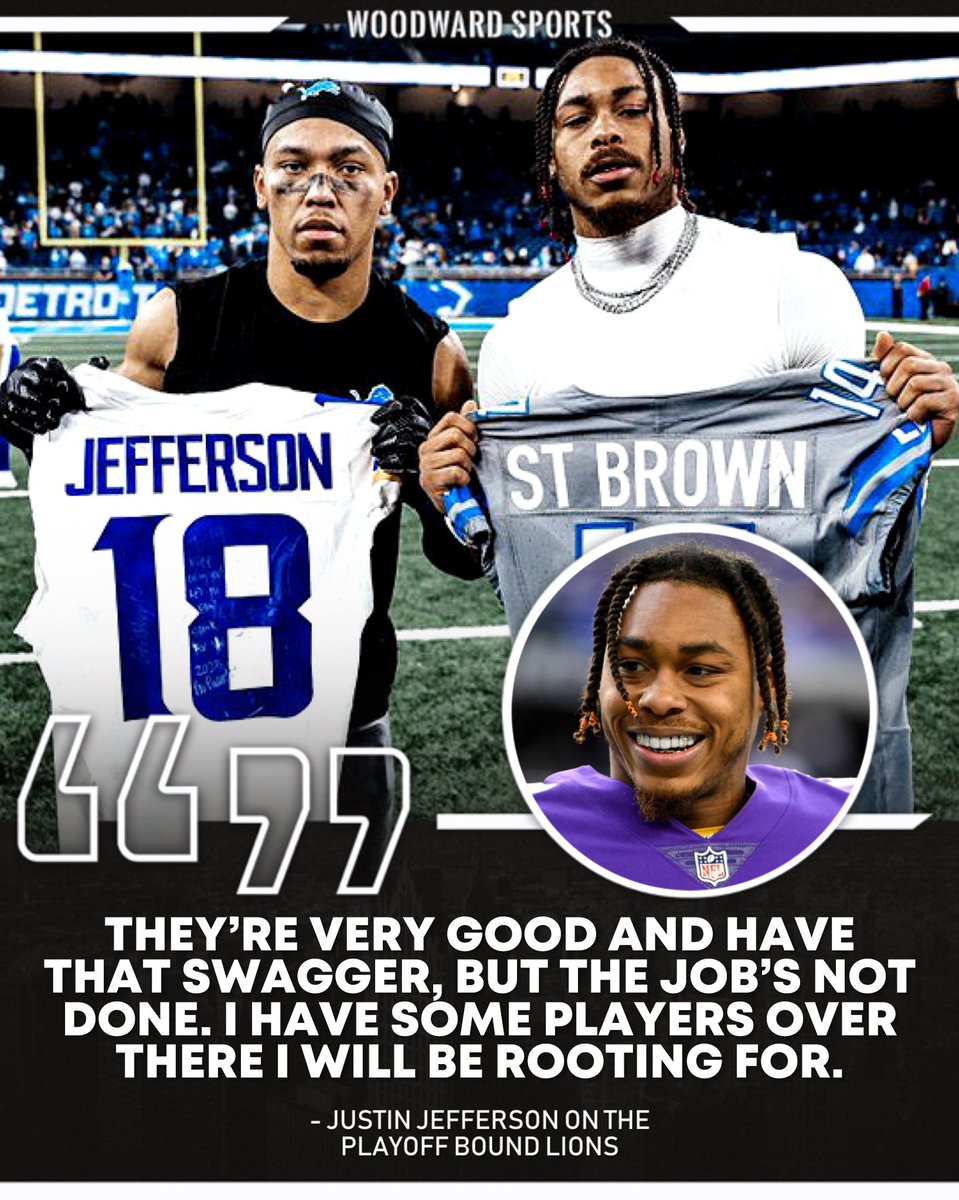 woodwardsports's tweet photo. The Lions have a fan in Vikings WR Justin Jefferson https://t.co/Q00VEzv1wd