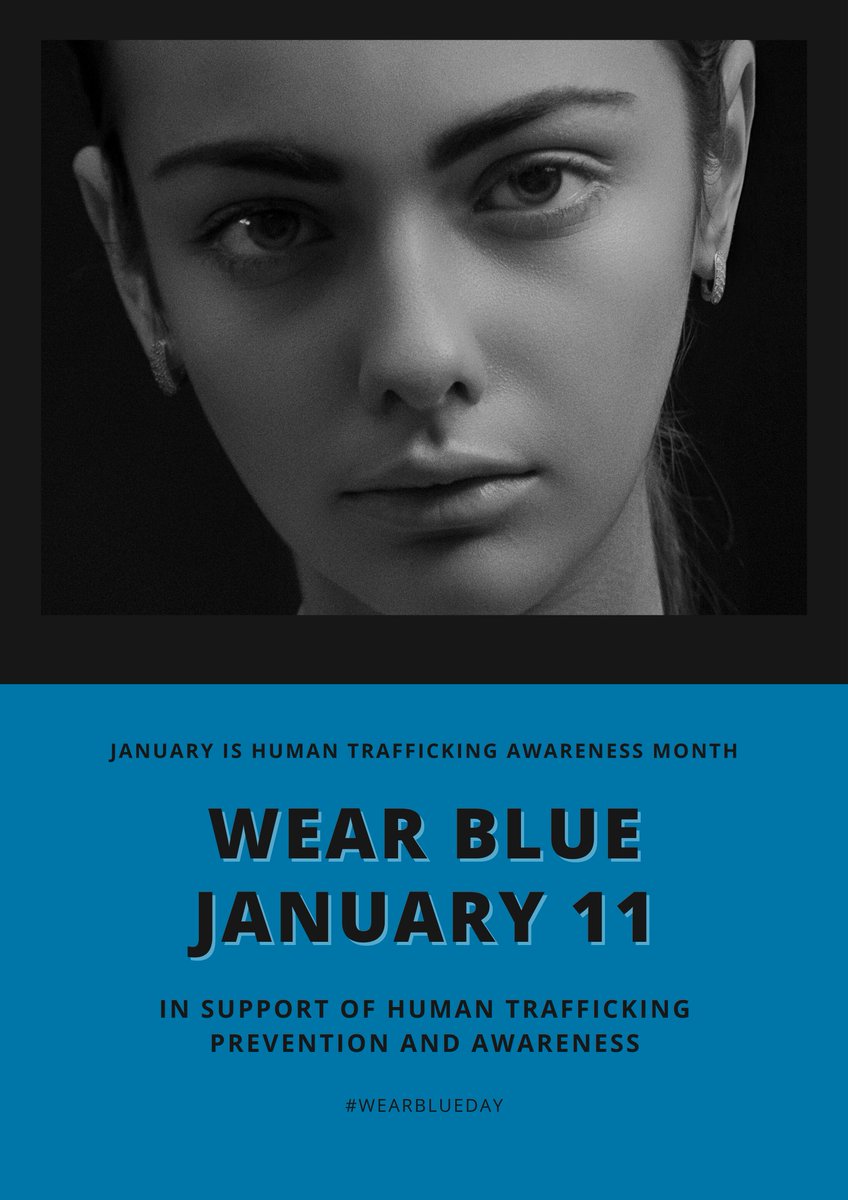#WearBlue this Thursday, January 11 to show support of #humantraffickingprevention.
#wearblueday2024 <a href="/DHSBlueCampaign/">DHS Blue Campaign</a>