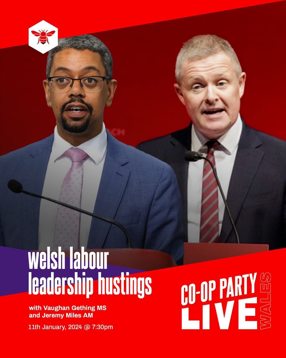 Wales Co-op Party (@walescoopparty) on Twitter photo π΄σ §σ ’σ ·σ ¬σ ³σ Ώ We'll be hosting <a href="/vaughangething/">Vaughan Gething</a> and <a href="/Jeremy_Miles/">Jeremy Miles</a> for a <a href="/WelshLabour/">Welsh Labour</a> Leadership hustings online this Thursday.
<a href="/WalesCoopParty/">Wales Co-op Party</a> member? Register to attend on our website π buff.ly/3HhgNti π΄σ §σ ’σ ·σ ¬σ ³σ Ώ We'll be hosting <a href="/vaughangething/">Vaughan Gething</a> and <a href="/Jeremy_Miles/">Jeremy Miles</a> for a <a href="/WelshLabour/">Welsh Labour</a> Leadership hustings online this Thursday.
<a href="/WalesCoopParty/">Wales Co-op Party</a> member? Register to attend on our website π buff.ly/3HhgNti