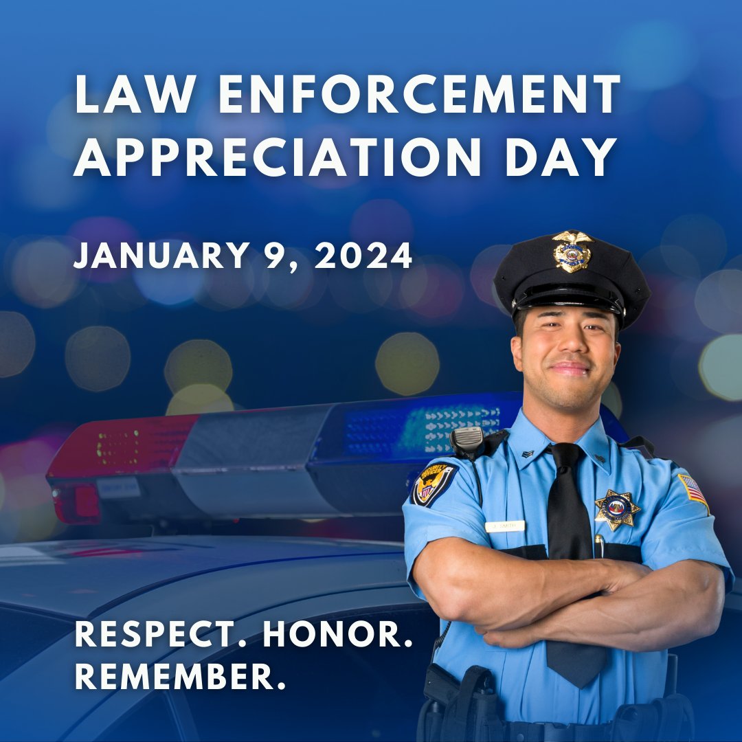 Thank you to all the law enforcement officers out there - your courage, commitment, and compassion make our community a better place. We appreciate you!

#NationalLawEnforcementAppreciationDay #ThankYouOfficers #SupportLawEnforcement