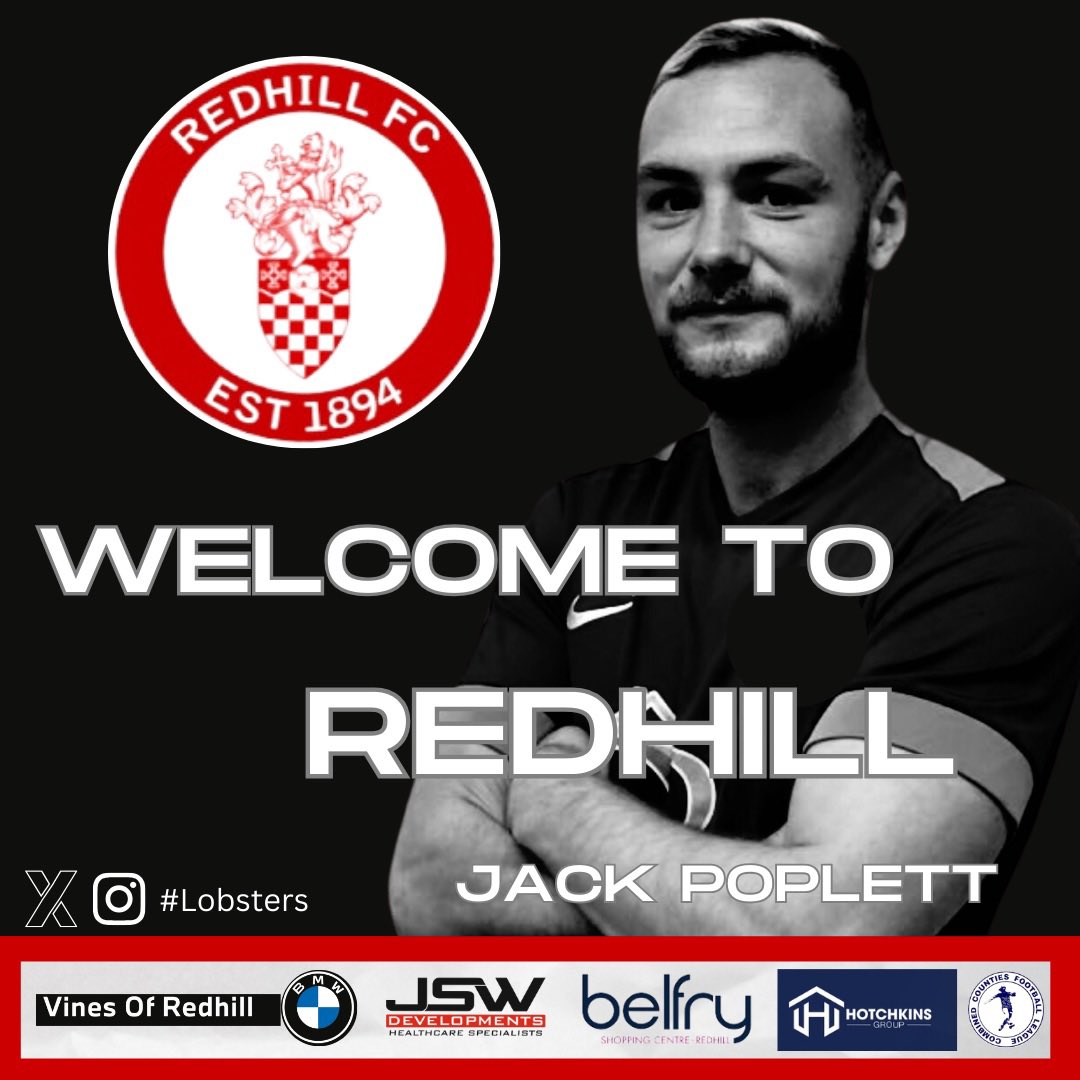 🦞Welcome to Redhill🦞 With over 500 games for @HorleyTownFC , 'One of their own' @poplett04 has travelled north up the Horley Road to Redhill. A great 'catch' for the Lobsters and one Horley have let slip through their net. POPLETT IS A LOBSTER! 🦞