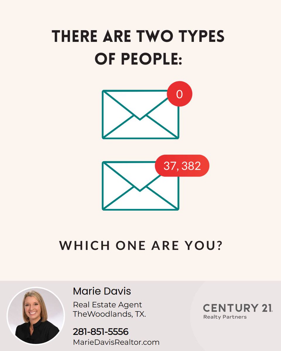 mariedavishomes's tweet image. How many unread emails do you have in your inbox right now? 😉 I always keep my inbox clean and organized so that nothing slips through the cracks.

#email #TwoTypesOfPeople #inbox #EmailInbox #organized #communication #clients