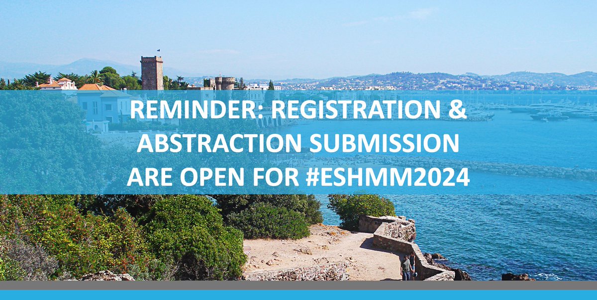 📣 #ESHMM2024 Registration & abstract submission are open! Proceed here ➡ bit.ly/3WOpbaI
7th Translational Research Conference
MULTIPLE #MYELOMA
🗓️ October 4-6, 2024
📍 Mandelieu-La Napoule 🇫🇷
Chairs: Hartmut Goldschmidt, @MyMKaiser, @SLentzsch
#ESHCONFERENCES #MMsm