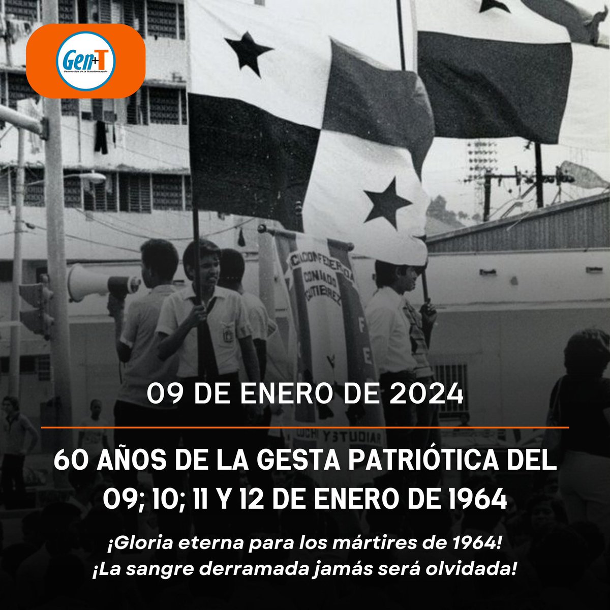 GenT_Universdad's tweet photo. Hoy se conmemora los 60 años de la Gesta Patriótica del 09; 10; 11 y 12 de enero de 1964, donde los estudiantes y el pueblo salieron a las calle a luchar, a costa de su sangre por la soberanía panameña en la Zona del Canal.

🇵🇦💯

#SomosLaGenteDeGenT🔵🟠 https://t.co/csVyehOeXl