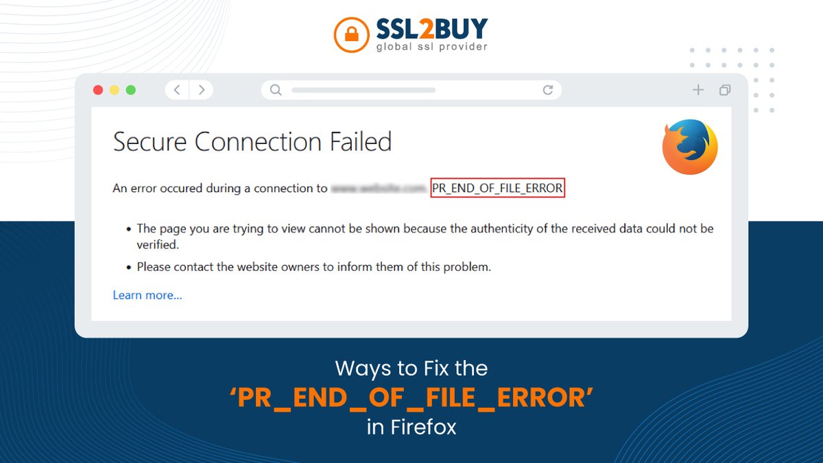 SSL2BUY's tweet photo. Ways to Fix the ‘PR_END_OF_FILE_ERROR’ in Firefox

Read More:- https://t.co/7vp9uC34wZ

#ssl #ssl2buy #error #firefoxerror #fileerror #sslerror #prendoffileerror https://t.co/KySNzXvc4f