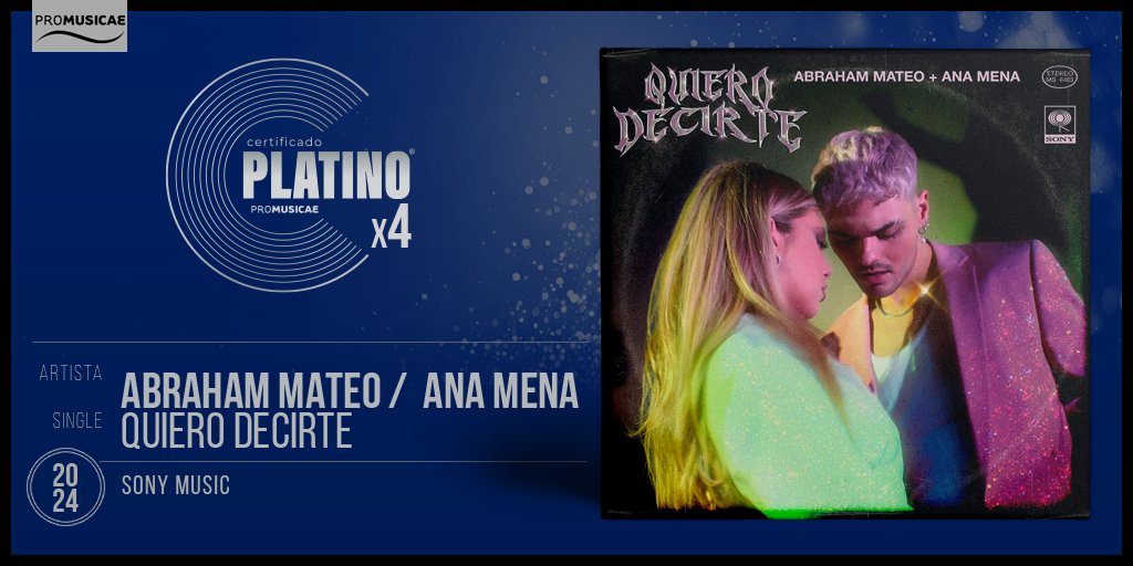 abrahammateoinf's tweet photo. 💿 || "Quiero Decirte" consigue su 4° disco de platino en España.

Por otra parte "Maniaca" consigue su primer disco de platino en España.

Enhorabuena @AbrahamMateo !! 🙌🏻 https://t.co/HHQ0jud2v2