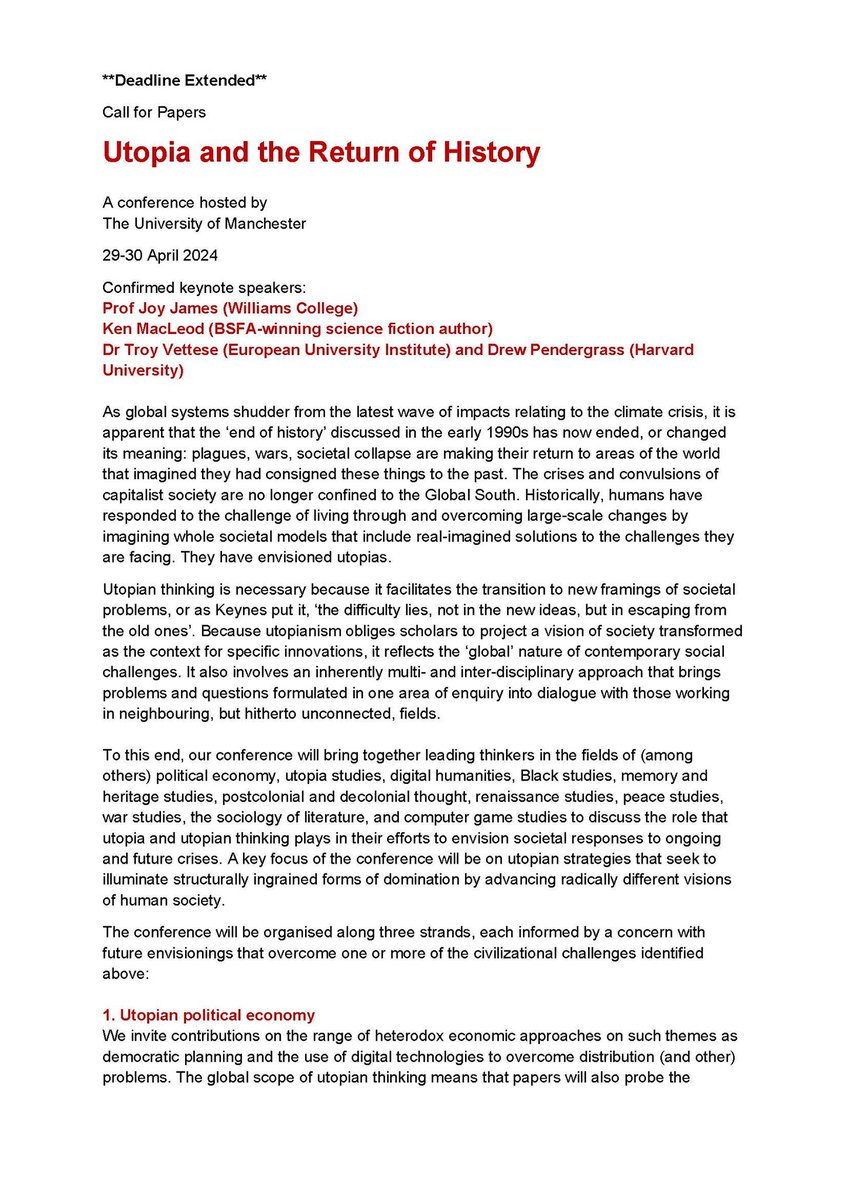 FichtHeit's tweet photo. Utopia heads! Deadline extended for the CfP for Utopia and the Return of History at University of Manchester, 29th-30th April. New deadline for abstract submission: 26th Jan. https://t.co/OP5kBrCS3T