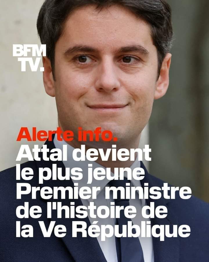 comdafrikmag's tweet photo. #France | @GabrielAttal nouveau 1er Premier Ministre de la Vème République. 
#news #info #compol https://t.co/h0TPM87Gld
