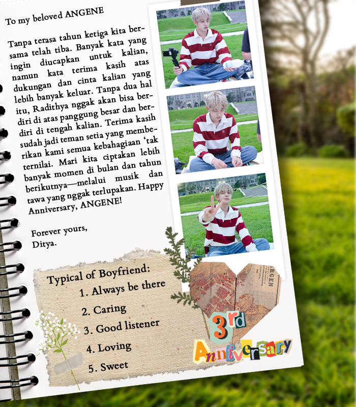 ️️ ㅤ 

Introducing 𝗔𝗡𝗚𝗘𝗡𝗘’𝘀 Third 𝘽𝙤𝙮𝙛𝙧𝙞𝙚𝙣𝙙, #DITYA — a caring type of boyfriend that will make you feel deeply secure and can boost your self-esteem.

If 𝗔𝗡𝗛𝗬𝗣𝗘𝗡 is your 𝘽𝙤𝙮𝙛𝙧𝙞𝙚𝙣𝙙.
16. 01. 24 | 6pm WIB

 ️️ ㅤ