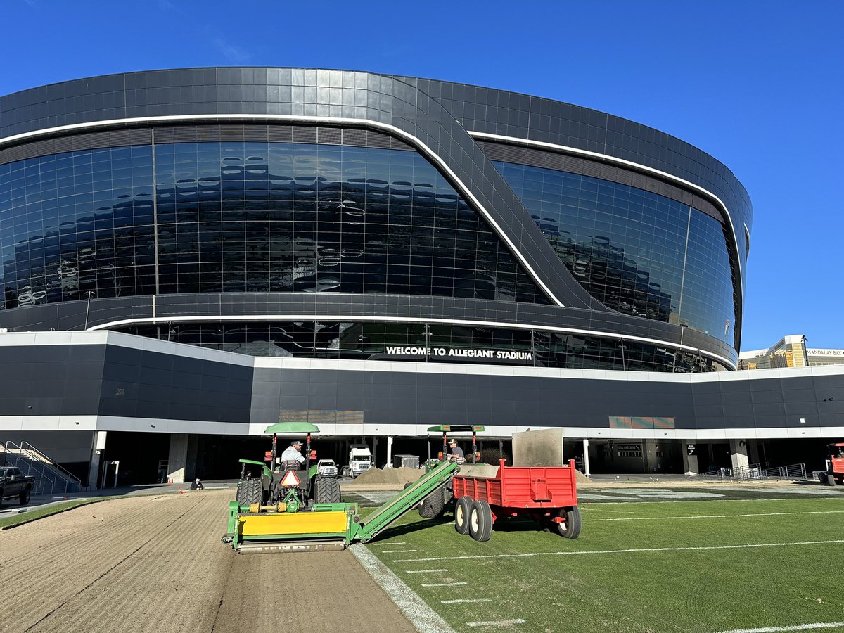 Surface prep <a href="/AllegiantStadm/">Allegiant Stadium</a> for #SBLVIII is officially underway. #FromTheField