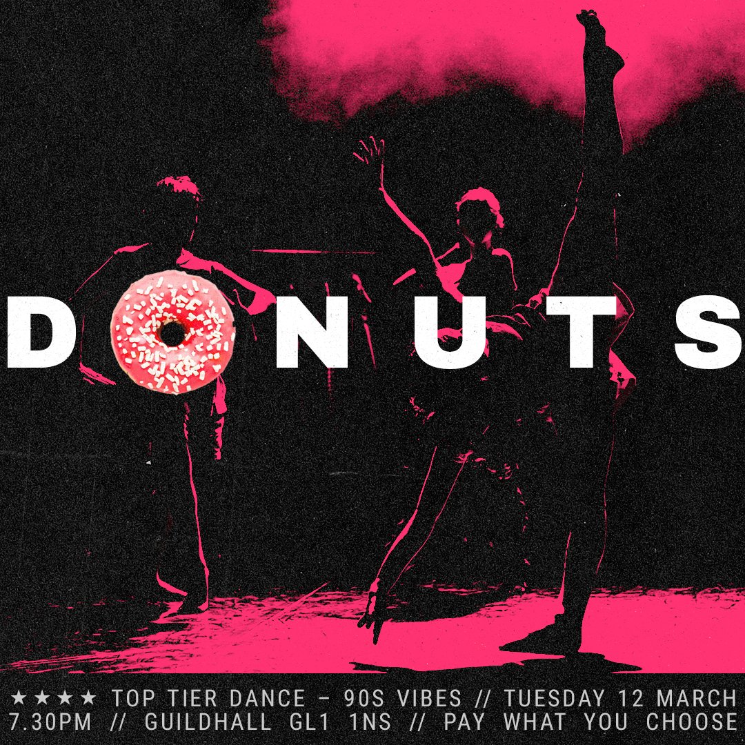 DONUTS @_Extended_Play_ 🗓️ Tuesday 12 March ⏰ 7:30pm 📍 @GlosGuildhall 🎟️ Pay what you choose “Three friends are getting ready for a night out. The music is intoxicating, they start to dance. It’s so good, they might stay a little longer…” strikealight.org.uk/donuts