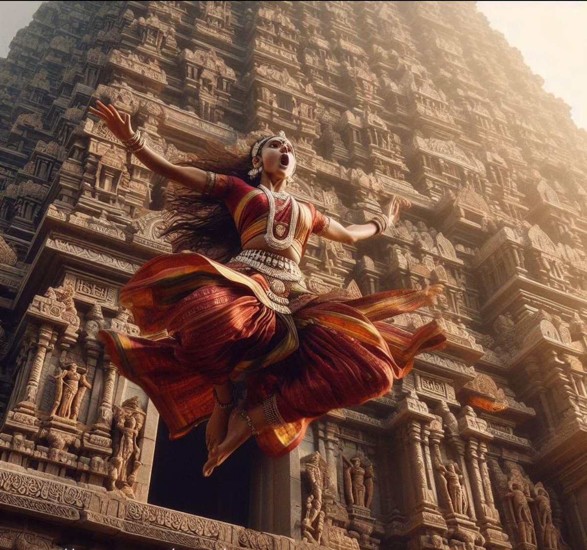 satya_AmitSingh's tweet photo. Inspiring story of Devdasi Vellayi 🙏

It was the year 1323 CE.
Srirangam was attacked by the Delhi Sultanate during the Tamil month of Vaikasi. Nearly, 12,000 residents of Srirangam island had laid down their lives fighting to protect the temple. The forces attacked the temple and Lord Ranganatha's jewels and the temple gold were taken away.

The forces also wanted to seize the murti of Vishnu. They searched for the murti but the Vaishnavite Acharya, Pillailokacharya had taken the murti away and fled to Madurai. (The murti of Vishnu, called Namperumal that left Srirangam in 1323 returned back only in 1371).

Unable to locate the murti, the Sultanate forces killed the temple authorities and later launched a massive hunt for Pillailokacharya and Namperumal.

Fearing that the forces would capture the Acharya and the idol, Vellayi, a temple dancer performed a dance before the commander of the forces thus gaining time for Pillailokacharya to escape with the image.

Her dance lasted for hours together and finally she took the commander to the eastern gopuram and pushed him down. After killing him, Vellayi jumped to her death from the tower of the eastern entrance chanting the name of Ranganathar.

Hailing Vellayi's sacrifice, the chief of Vijayanagara forces, Kempanna, who drove away the Sultanate forces, named the tower after her. The gopuram continues to be painted white in her memory and now called as Vellai Gopuram.