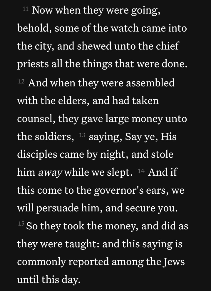 Preaint__light's tweet photo. @JethroVictor1 @james98278400 @Nayvadiius @NigeriaStories Nothing is new under the sun. They paid the Roman soldiers many years ago to cover up the truth(Matthew 28: 11- 15) and they paid others today(no difference). Jesus is still Lord. https://t.co/stg7UwCegr