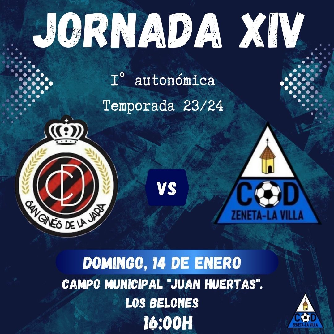 ¡El partido de la semana ya está aquí!

🗓 Domingo 14 de enero
⏰️ 16.00h
🏟 Campo Municipal Los Belones. 

¡Vamos Zeneta!

<a href="/Nacional10X/">PreferenteAUT</a> 
<a href="/treceraG13/">Trecera.com ⚽️</a>