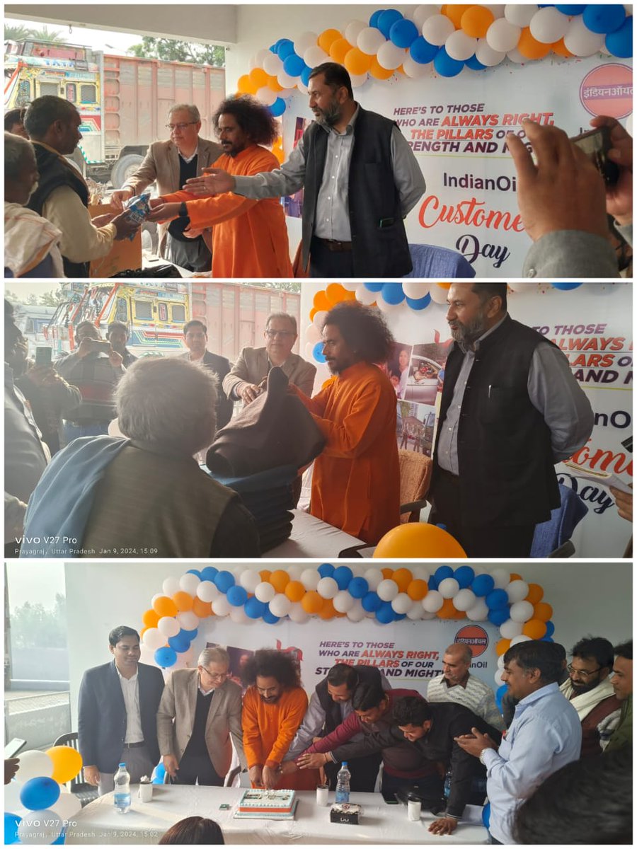 IOCLDoAllahabad's tweet photo. Celebration of customer day @ New Naini Service Station in presence of DRSH, Allahabad DO:
1. Cake cutting 
2.Feliciation of our loyal customers
3.Distribution of chocolates and candies to our Customers at forecourt
4.Promotion of Hello2024. https://t.co/q0ULeITXHN