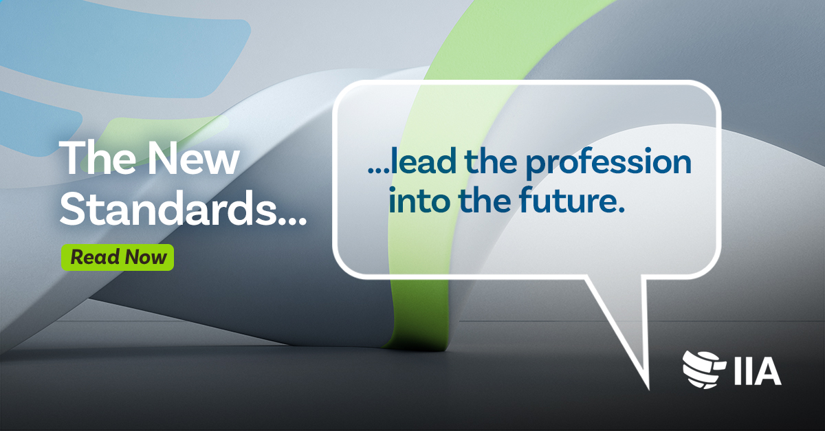 TheIIA's tweet photo. Just announced! The new Global #InternalAudit Standards have been released.  Read them now.  https://t.co/tf7BEXlcYb #TheIIA https://t.co/lLu8vkSkNn