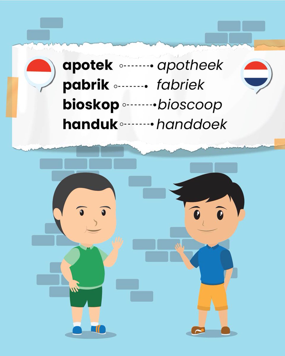 Kemdikdasmen's tweet photo. #SahabatDikbud, dalam perkembangannya, perbendaharaan bahasa Indonesia diperkaya oleh kata serapan dari berbagai bahasa asing, salah satunya bahasa Belanda. Kata serapan asing ini masuk ke dalam bahasa Indonesia melalui beberapa cara seperti adopsi, adaptasi, penerjemahan, dan kreasi. Yuk, simak kata serapan dari bahasa Belanda yang sering kita gunakan di kehidupan sehari-hari!

#SahabatDikbud tahu kata serapan dari bahasa Belanda lainnya?

#MerdekaBelajar
#CintaBahasa