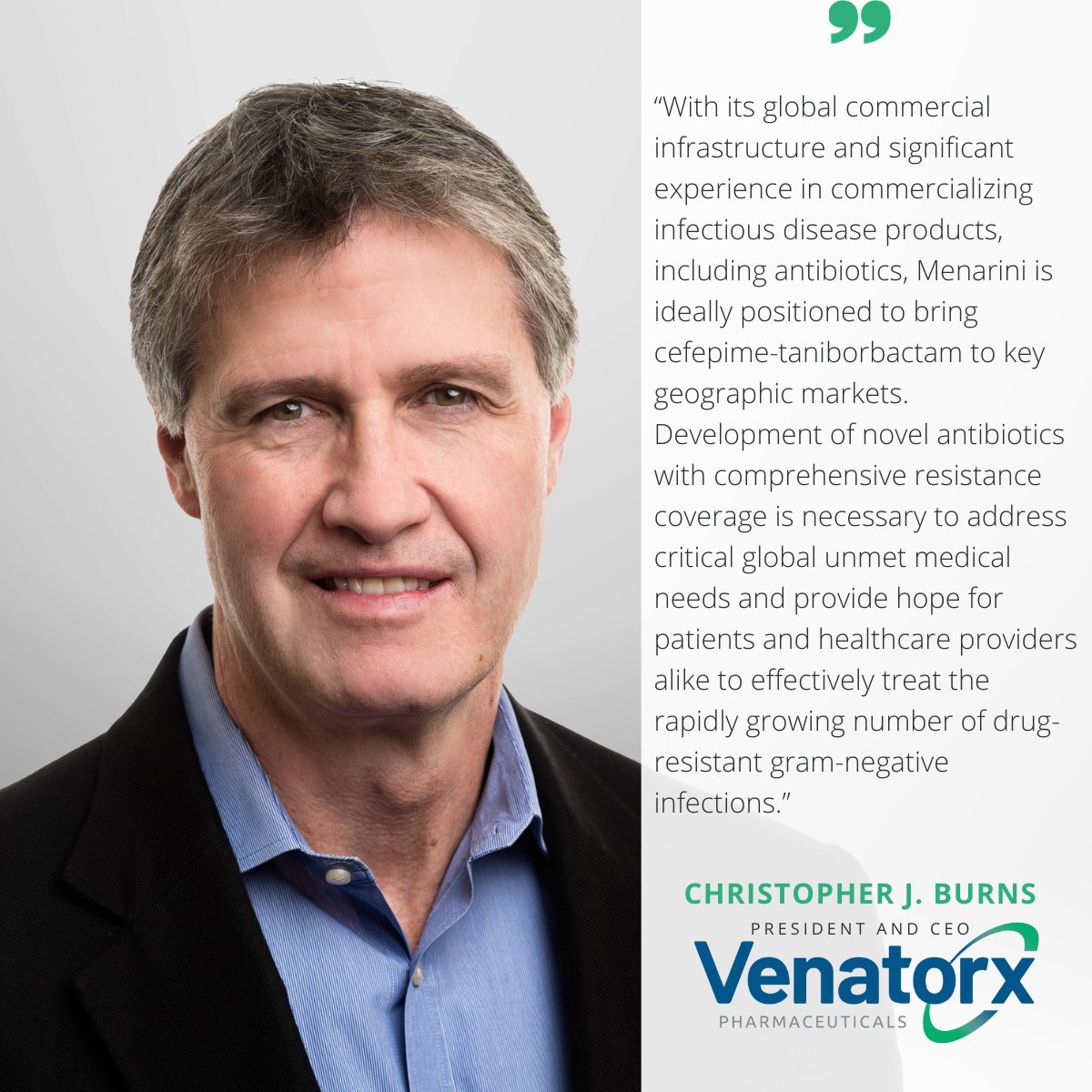 VenatorxPharma's tweet photo. Venatorx selects Menarini Group to commercialize Cefepime-Taniborbactamin in 96 countries in Europe, Latin America, Middle East, Turkey, N Africa and CIS. https://t.co/b6qMCoOTXo #antibioticresistance, #antibiotic, #AMR, #superbug https://t.co/V3u224g6h1