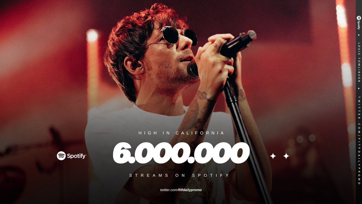 louisdailypromo's tweet photo. ๐ฟ| 'High In California' by @Louis_Tomlinson surpassed 6 MILLION streams on @Spotify! https://t.co/HPzuSJmQeb