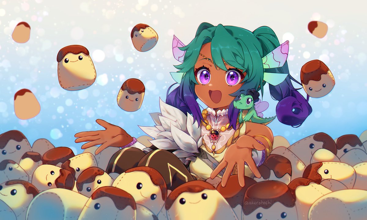 akerohoshi's tweet photo. Finished recently illustrations pack for vtuber Biyona redebut😳 I'll post the link to her twitch channel in the first comment. 
- starting screen (with layers separated for animation)
- ending screen
- banner
- png chibi model
- profile picture (in comment)
#commission https://t.co/l43SMrolkA