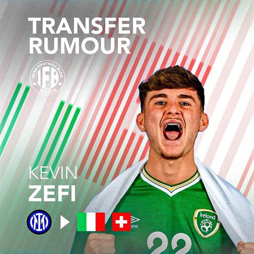 IFBMedia's tweet photo. “Rumour”

Irish Underage International Kevin Zefi (18) looks set to leave Inter come the summer.

The hugely promising FW  has been touted for a potential move elsewhere in Italy or even Switzerland right now!

Something to watch as our presence on the continent continues!🇮🇪🇮🇪 https://t.co/gtU94ZFKWC