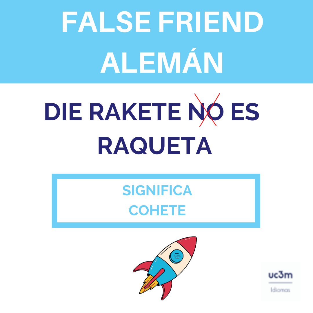 IdiomasUC3M's tweet photo. 🚀 Rakete no es raqueta en alemán.
¿Qué significa realmente esta palabra? 🤔
Descúbrelo aquí 👇
#PlayingFalseFriends https://t.co/T2d45ePLE9