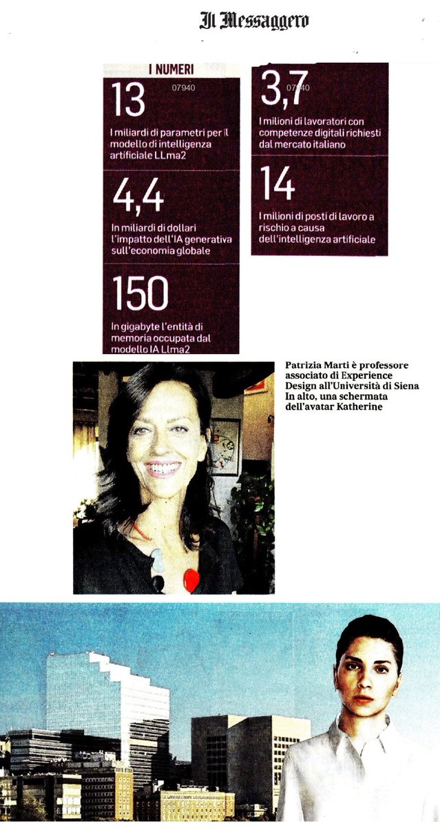 unisiena's tweet photo. «L'#avatar Katherine spiegherà ai pazienti le parole dei medici». Su "Il Messaggero" dell'8/1/24 #PatriziaMarti, docente dell'#Università di #Siena, parla del progetto svolto con #QuestIT: «Si tratta di un'interfaccia informatica che assisterà i malati nei percorsi terapeutici». https://t.co/Zh5ODWdOoL