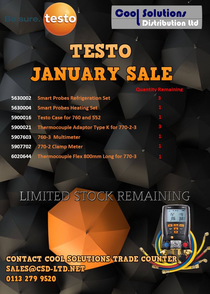 Having a good New Year? 

Make it even better in our Testo January Sale!!

Hurry up and grab yourself a bargain while stock lasts!

For more info, please contact sales@csd-ltd.net