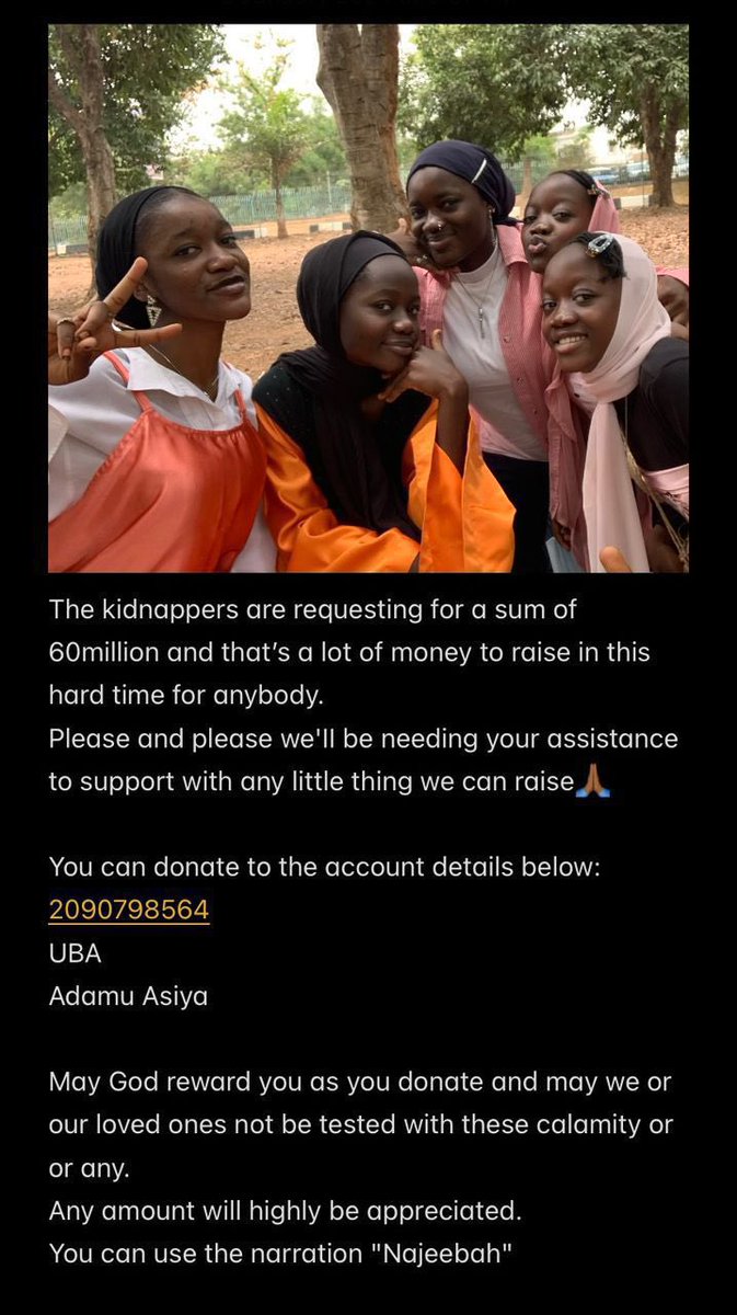 __ahmaaad_'s tweet photo. Please any little donation will really go a long  way🙏🏽.  The account number is below. Even the little 100 naira you have as miscellaneous I promise you will go a long way, NO AMOUNT IS TOO LITTLE.  may Allah bless you as you contribute❤️
#N100_only

2090798564
UBA
Adamu Asiya https://t.co/IKOLG4UPRk