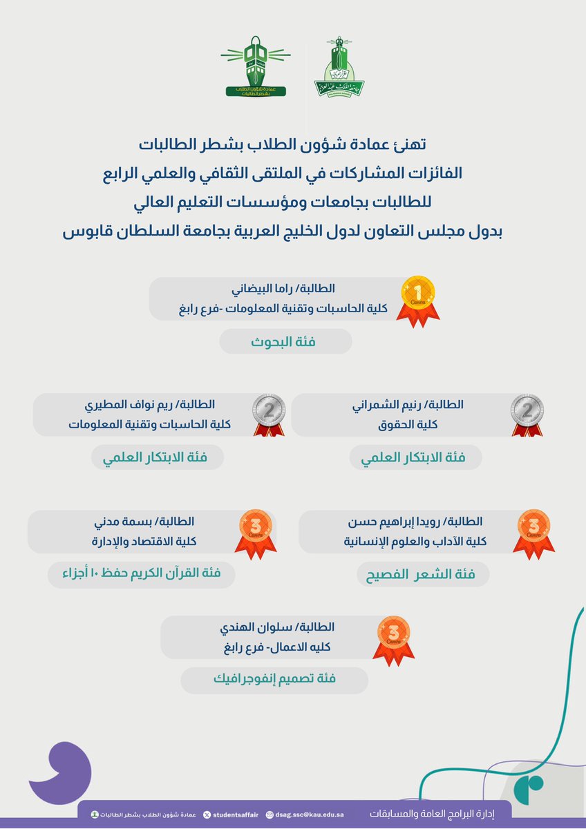 عمادة شؤون الطلاب بشطر الطالبات tweet media