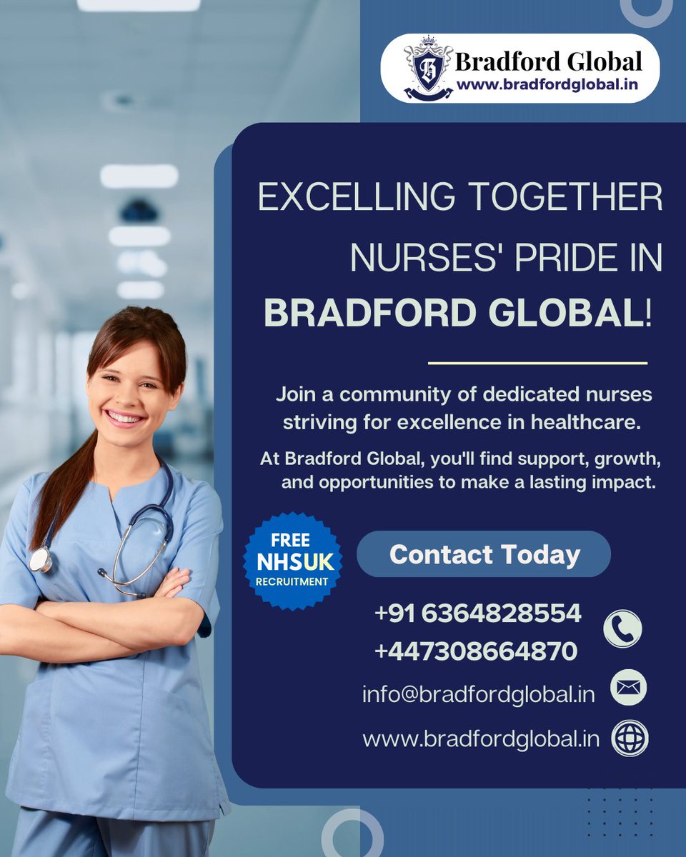 Are you a dedicated nurse passionate about excellence in healthcare?Look no further! Join our thriving community at Bradford Global, where Nurses' Pride is at its peak! #NursesPride #BradfordGlobal #HealthcareExcellence #NursingCommunity #JoinUs