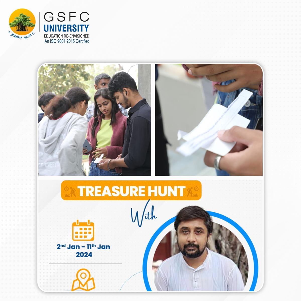 GSFCUniversity's tweet image. Foundation Course 2023-24
Highlight of the day: Uniquely designed treasure hunt activity
Thrilling treasure hunt, as a part of Foundation Course, has been leaving behind a trail of exploration and discovery
#FoundationCourse23-24Broadcast
#TreasureHunt
#ExploreLearnConnect