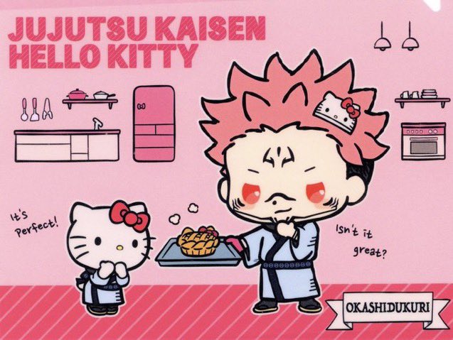 i just remembered that sukuna is canonically besties with hello kitty… the little bow on the pie help me