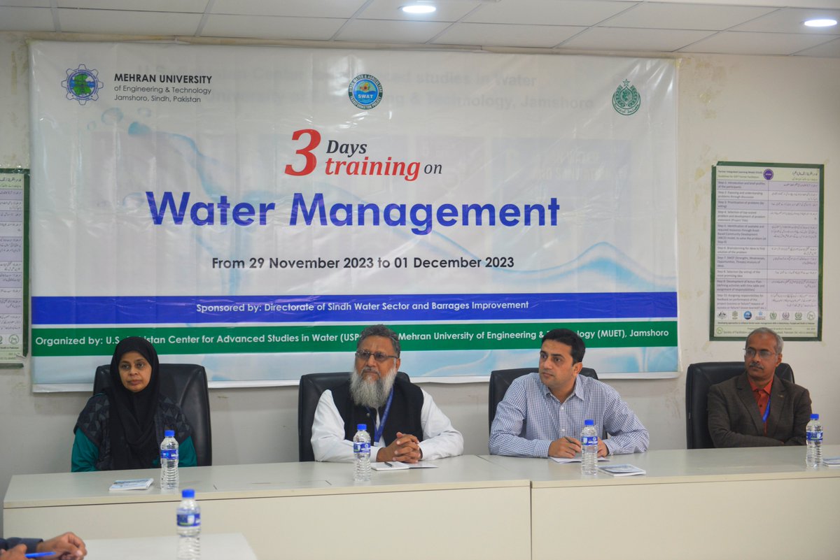 Just wrapped up an incredible 3-day training session on "Water Management" and "Planning, Appraisal, and Execution" sponsored and arranged by Directorate of Sindh Water Sector and Barrages Improvement - PCMU Hosted at <a href="/muetpk/">Mehran University of Engineering and Technology</a>  and SAUT #CapacityBuilding #WaterManagement