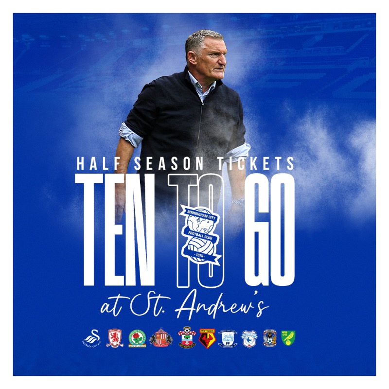 BCFC's tweet photo. The most affordable way to back Tony Mowbray's Blues. 🔵⚪️

Half-season tickets are back on sale.