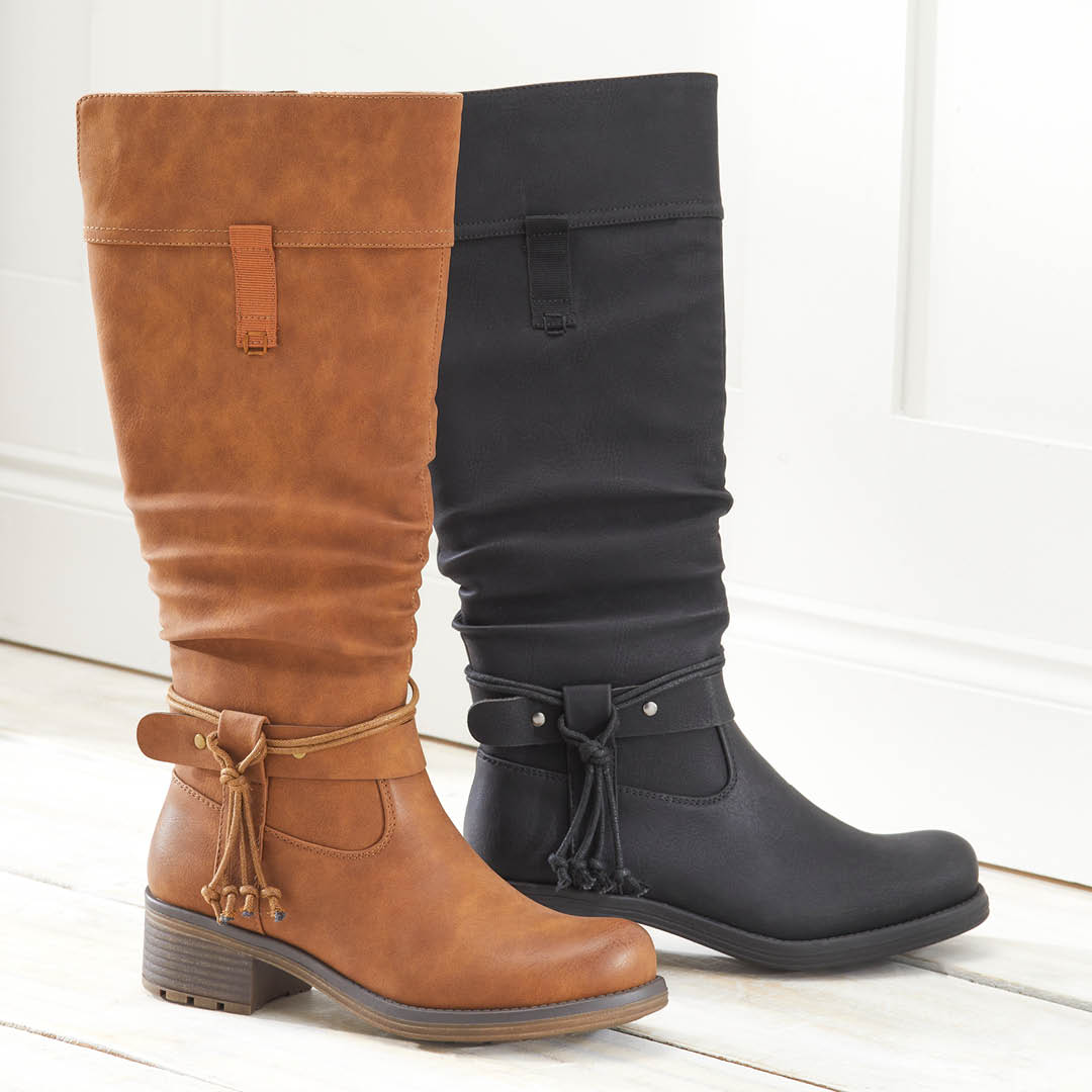 Take your pick: sleek black or chic tan? With cushioned insoles and soft linings, our knee-high boots are ready to step up your style game, no matter the hue! Shop now: ow.ly/mbhr50QoKZ9 #boots #kneehighboots #shoes #pavers