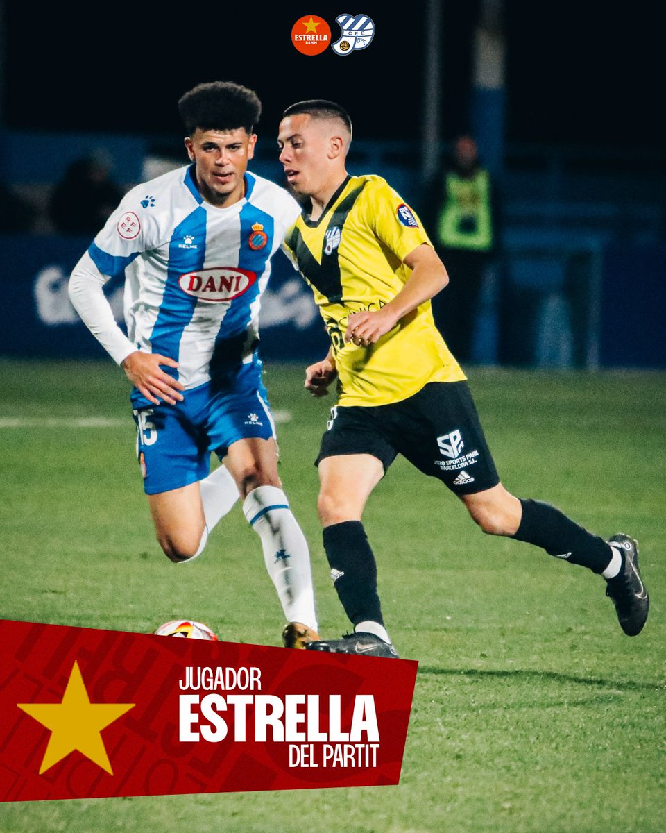 ⭐️ <a href="/manelochio/">Manel Lozano</a> , escollit per vosaltres com a 'Jugador Estrella' del partit Espanyol B-Europa de #2RFEF3 amb el 30% dels vots

#futbolcat #ViladeGràcia #SagradaFamília <a href="/EstrellaDammCat/">Estrella Damm Cat</a>