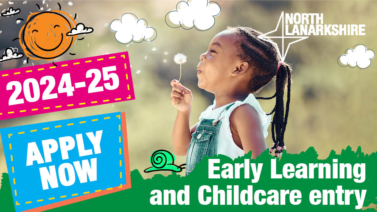Is your child due to turn 3 before 1 March 2025? If so, apply now for the Early Learning and Childcare 2024/25 session. Deadline for entries is 16 Feb 2024. northlanarkshire.gov.uk/elc
