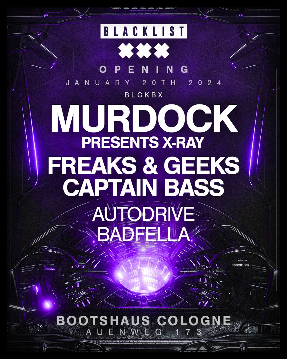 Are you ready for @MURDOCK_radar presents X-RAY at Bootshaus this month? 💥 Hop on the event for this night where Drum & Bass meets Dubstep @crew_blacklist 🎟bootshaus-club.ticket.io/7axm98bv/