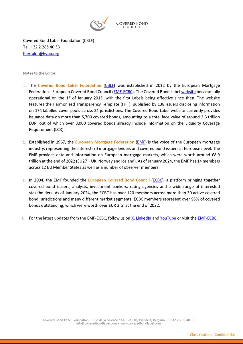 The Covered Bond Label Foundation(CBLF) is delighted to announce that <a href="/ShinhanBankENG/">Shinhan Bank</a> 🇰🇷 joins the community of labelled issuers, which now counts 138 issuers and 174 cover pools in 24 jurisdictions.

More info👉 bityl.co/NSp1