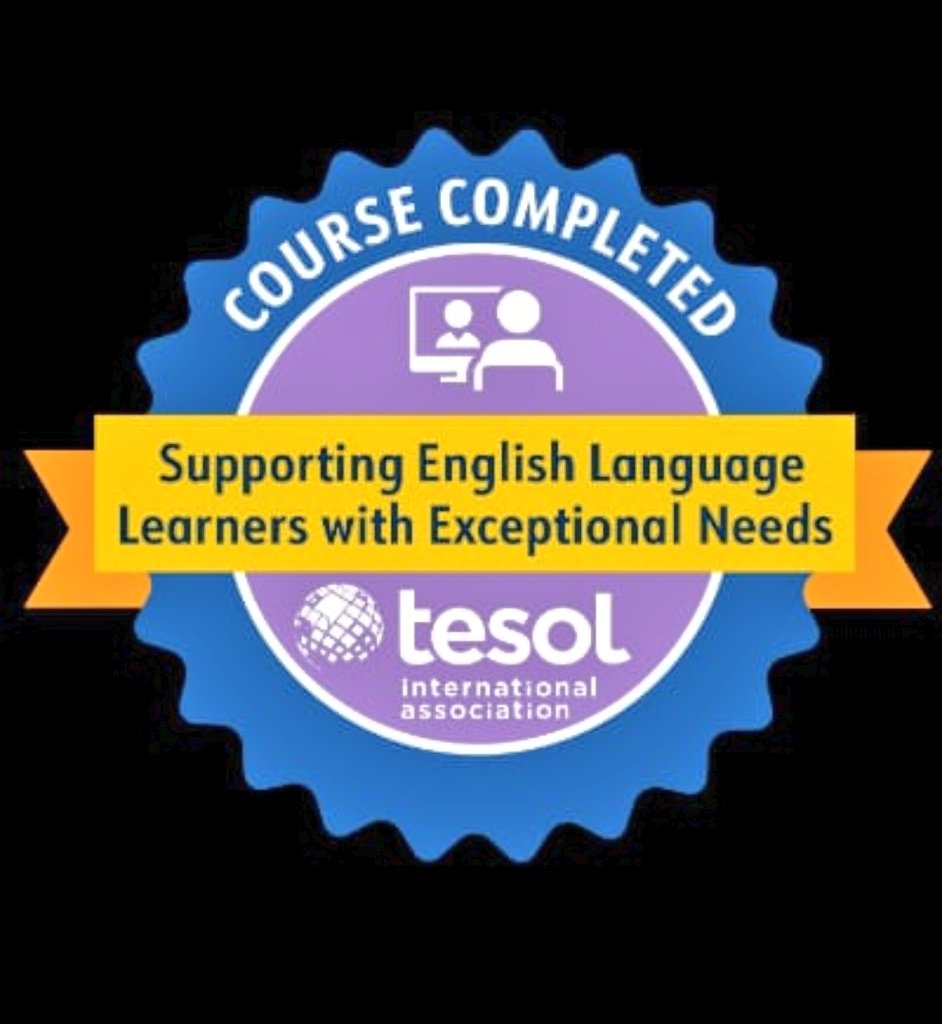 AshimaGupta07's tweet image. Hard work pays amazing perks!

Recently received my @TESOL_Assn Certificate for completing  the course on Supporting English Language Learners with Exceptional Needs.

Gratitude to the @Dir_Education, #RELO and Mentorship Program for curating such learning opportunities.