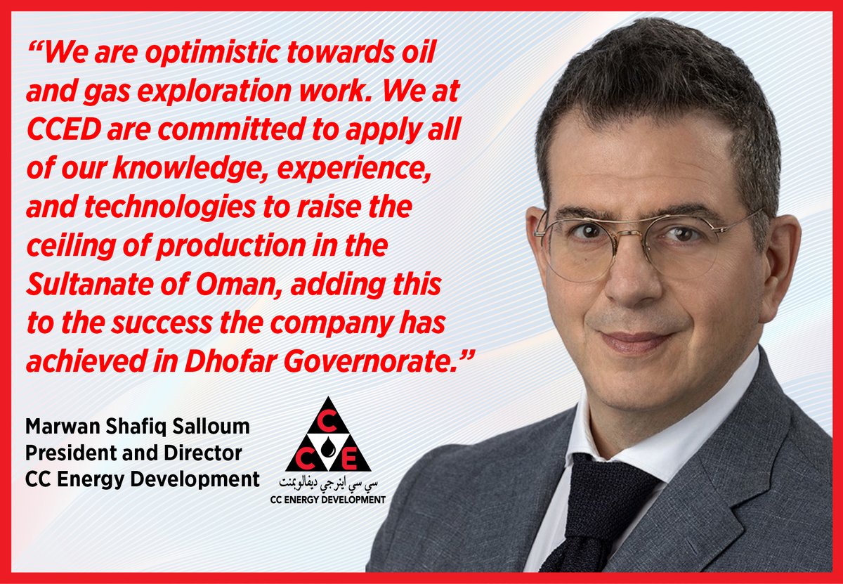 gulf_intel's tweet photo. Congratulations to @CCED_Oman on the signing of concession agreement for the exploration and production of oil and gas in Blocks 38 and
74 in Dhofar Governorate.
Marwan Shafiq Salloum, President & Director, @CCED_Oman
#CCEnergyDevelopment #Oman #OilandGas https://t.co/nS2q45Vs4h
