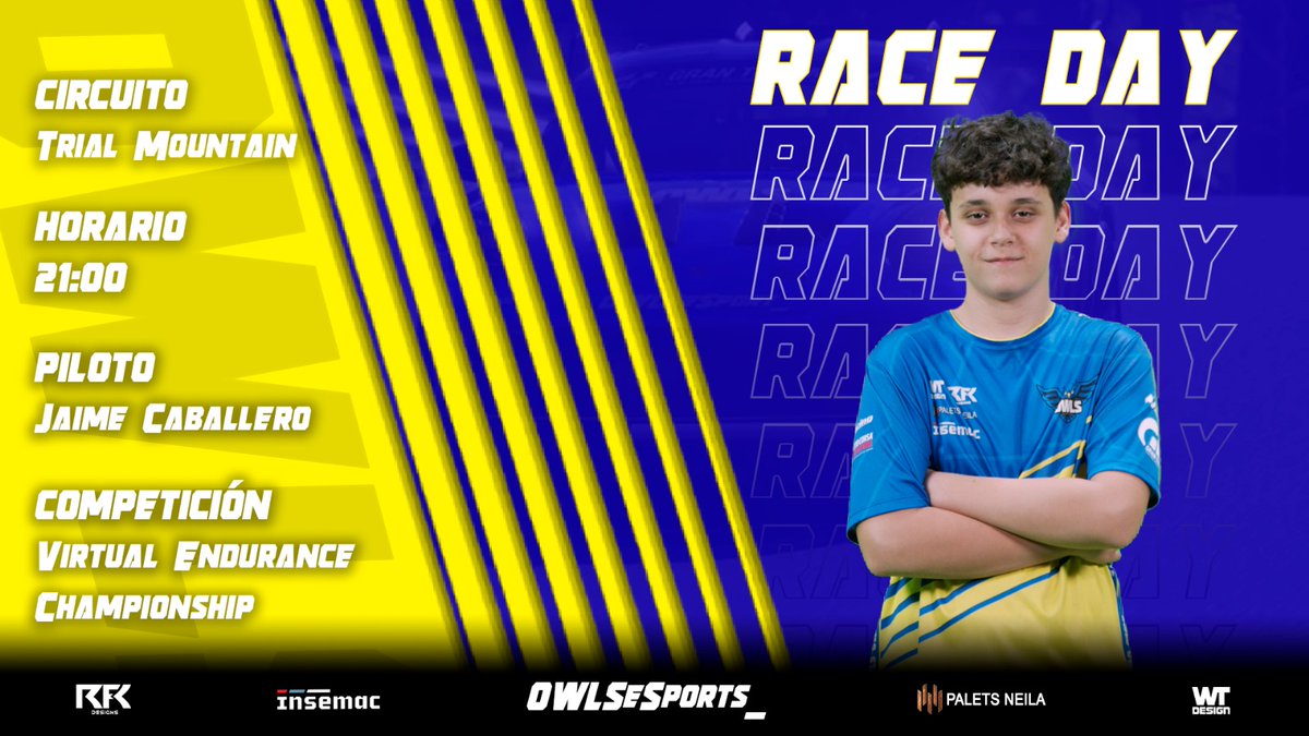 OWLS eSports 🦉🇪🇦 (@owlsesports_) on Twitter photo Primera carrera del 2024 y nuestro <a href="/byjim24/">OWLS_ByJim24</a> viene con ganas de demostrar de lo que es capaz!
Os dejamos enlaces de la retransmisión tanto en Twitch 🟣 como en Youtube 🔴
🟣Twitch.tv/Alejandro_Garn…
🔴youtube.com/@MACH25gaming Primera carrera del 2024 y nuestro <a href="/byjim24/">OWLS_ByJim24</a> viene con ganas de demostrar de lo que es capaz!
Os dejamos enlaces de la retransmisión tanto en Twitch 🟣 como en Youtube 🔴
🟣Twitch.tv/Alejandro_Garn…
🔴youtube.com/@MACH25gaming