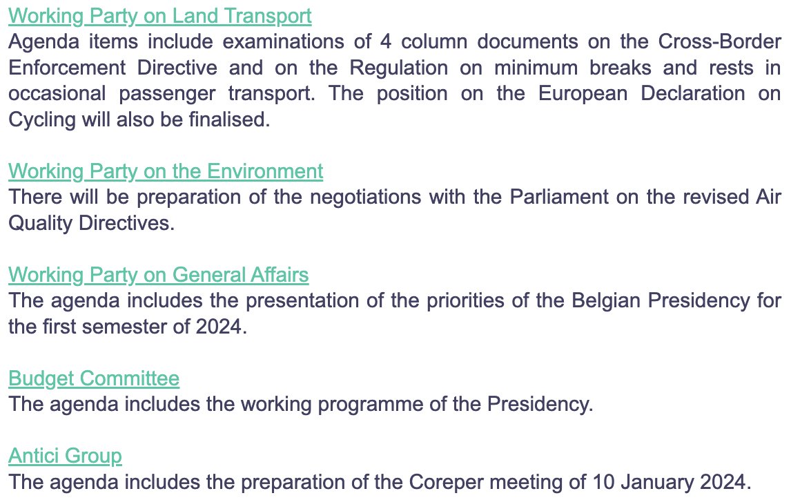 OPPEUTransport's tweet photo. 📆 Today in EU #TransportPolicy 👇

WP on Land Transport:
🚓 Cross-Border Enforcement Directive
😴 Breaks &amp; rests in coach transport
🚴 Declaration on #cycling

Also: #AAQD in WP on Environment 💨
🇪🇺 🇪🇺 https://t.co/diYt22DFGV