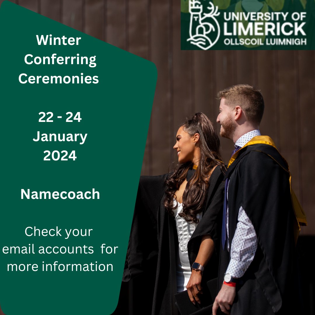When we call our graduands on-stage, we want to get it right. 🎓

Record your name on NameCoach to ensure we do - check your student email for the link. 

#ULGraduation #StudyatUL