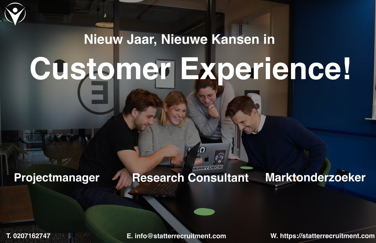 Statternl's tweet photo. 🚀 Nieuw Jaar, Nieuwe Kansen in Customer Experience! 🌟Voor meer informatie over de vacatures bezoek onze website op https://t.co/Xo5ophijkr #NieuwJaarNieuweKansen #CustomerExperience #Vacatures #Groei #Projectmanager #ResearchConsultant #Marktonderzoeker #statterrecruitment https://t.co/KNBXN8Oq92